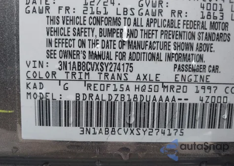 2025 Nissan Sentra Sv z USA, uszkodzony, nr VIN 3N1AB8CVXSY274175